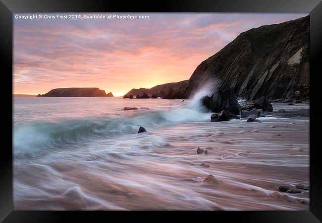  Sunset Waves at Marloes Sands Framed Print by Chris Frost