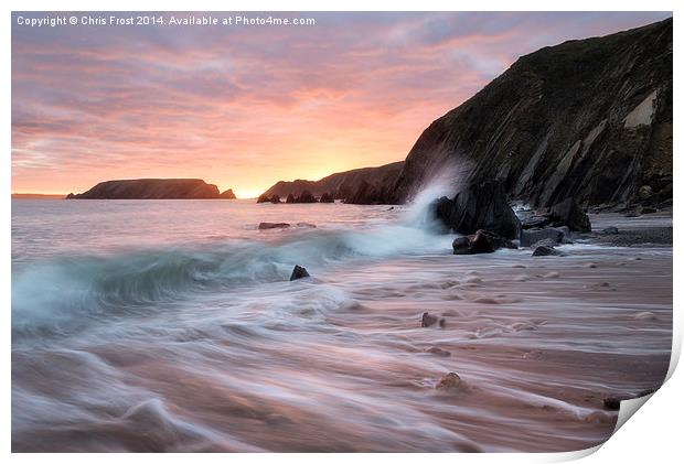  Sunset Waves at Marloes Sands Print by Chris Frost
