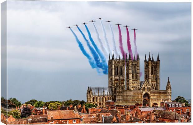  Red Arrows over Lincoln Cathedral Canvas Print by Oxon Images