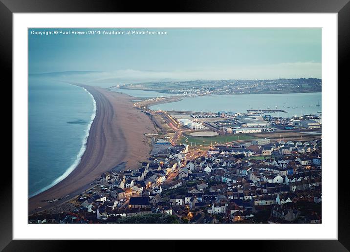 Chesil Beach from Portland Heights at Sunrise Framed Mounted Print by Paul Brewer