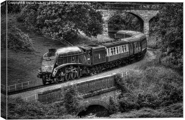  Sir Nigel Gresley Locomotive - Black and White Canvas Print by Steve H Clark