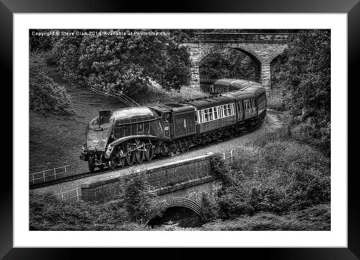  Sir Nigel Gresley Locomotive - Black and White Framed Mounted Print by Steve H Clark