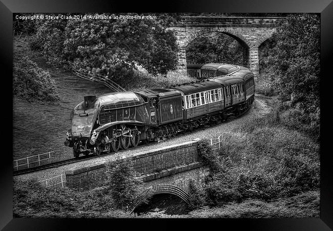  Sir Nigel Gresley Locomotive - Black and White Framed Print by Steve H Clark