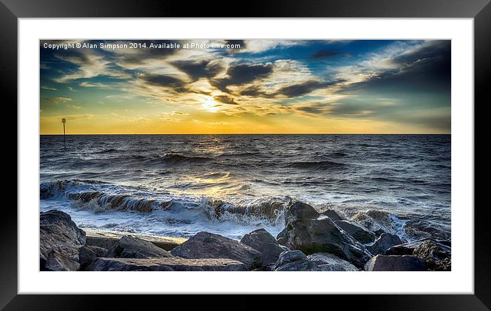  Heacham North Beach Sunset 071014 Framed Mounted Print by Alan Simpson