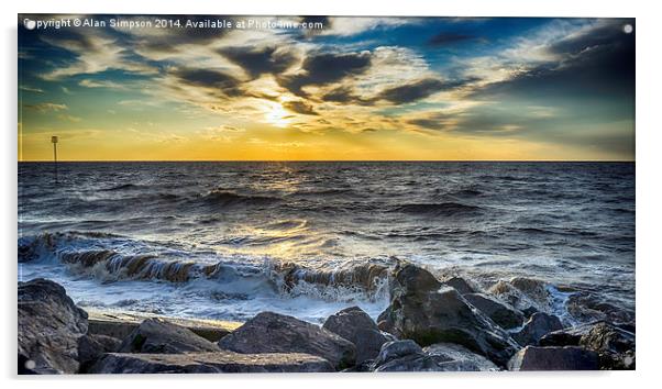  Heacham North Beach Sunset 071014 Acrylic by Alan Simpson