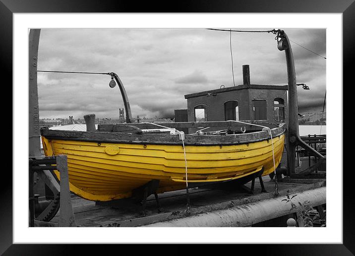 Yellow Life Boat Framed Mounted Print by Gavin Liddle