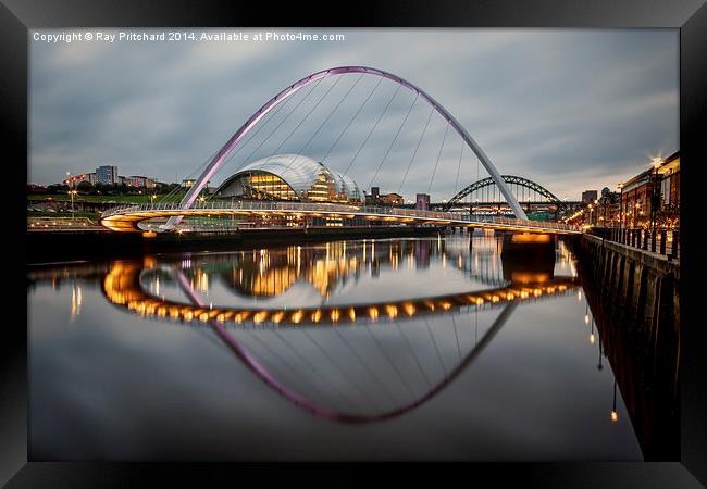 Millennium Bridge Purple Lights Framed Print by Ray Pritchard