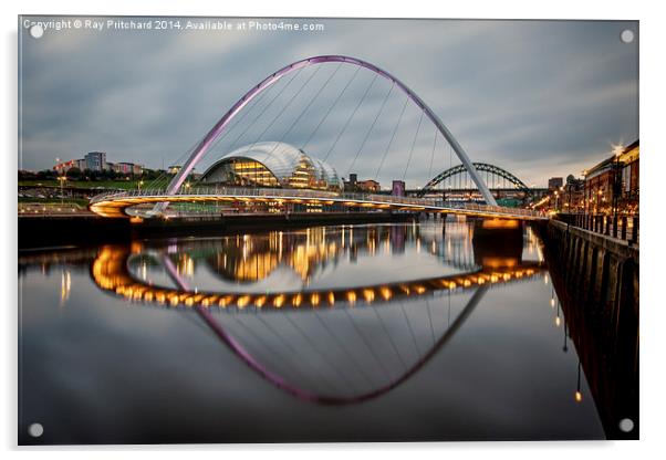 Millennium Bridge Purple Lights Acrylic by Ray Pritchard