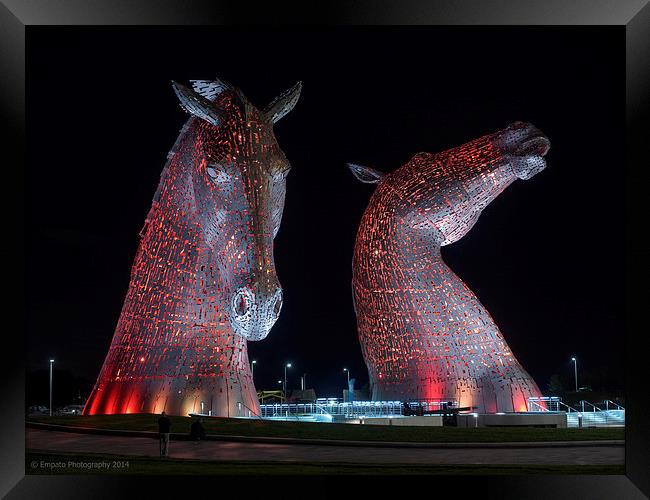 The Enchanting RedLit Kelpies Framed Print by Tommy Dickson