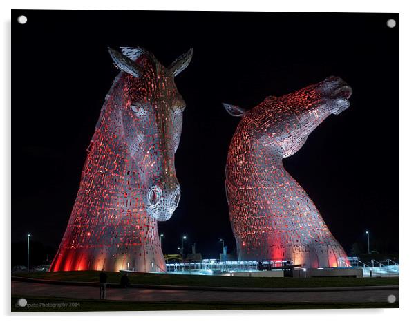 The Enchanting RedLit Kelpies Acrylic by Tommy Dickson