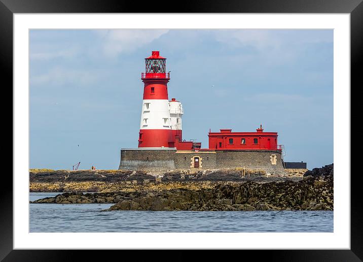  Red And White North Sea Lighthouse Framed Mounted Print by Tanya Hall