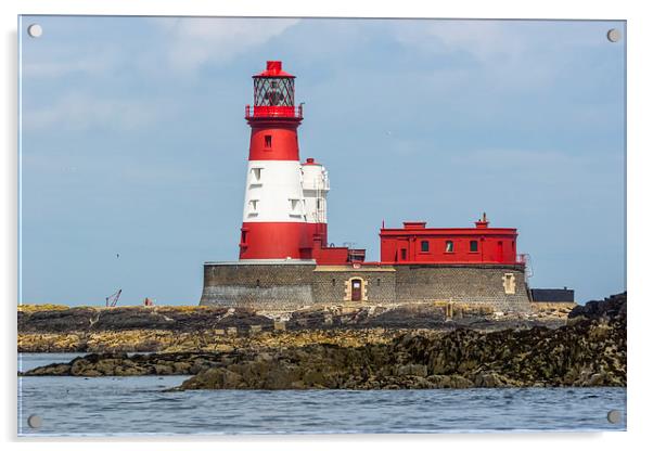  Red And White North Sea Lighthouse Acrylic by Tanya Hall