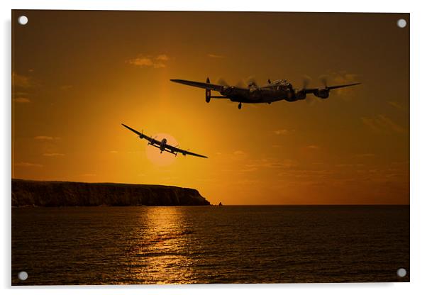  Lancaster over the Cornish Coast Acrylic by Oxon Images