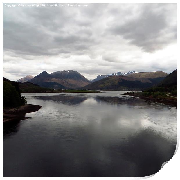  Loch Leven & Pap of Glen Coe Print by Andrew Wright