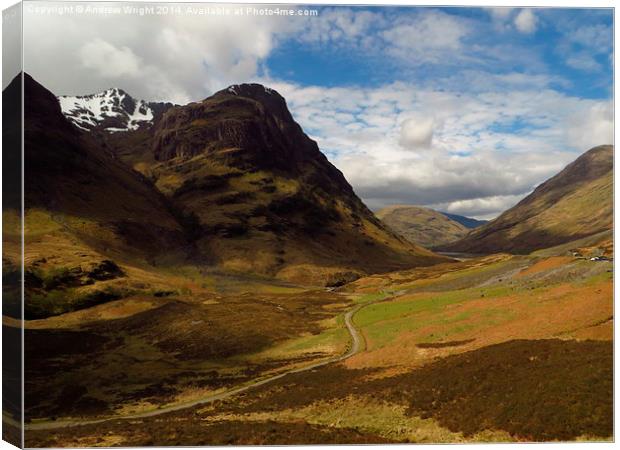  Glen Coe, Scottish Highlands Canvas Print by Andrew Wright