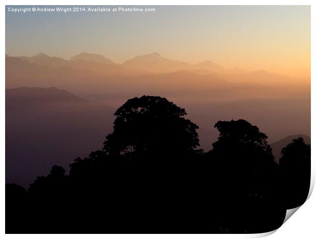  Dawn At Australian Camp, Nepal Print by Andrew Wright