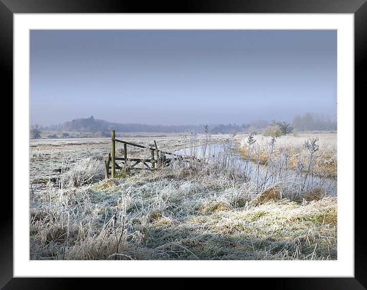 "Frosty Start" Hoar Frost across the Field Norfolk Framed Mounted Print by john hartley