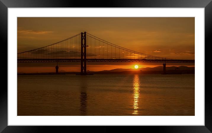  Sunset under the Forth Road Bridge Framed Mounted Print by Stuart Sinclair
