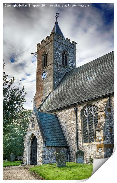  St Andrew Church, Ringstead, Norfolk Print by Alan Simpson