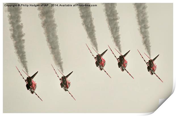  Red Arrows x 5 Print by Philip Hodges aFIAP ,