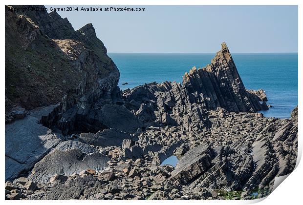 Layered Rocks off the Hartland Peninsula Print by Brian Garner
