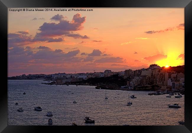  Sunrise in Malta Framed Print by Diana Mower