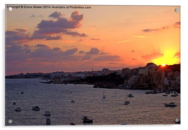  Sunrise in Malta Acrylic by Diana Mower