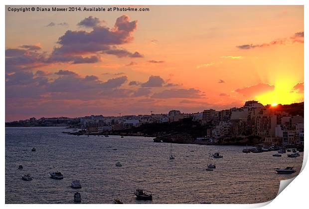  Sunrise in Malta Print by Diana Mower