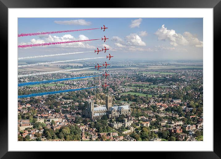 Red Arrows over Lincoln smoke on Framed Mounted Print by Gary Eason