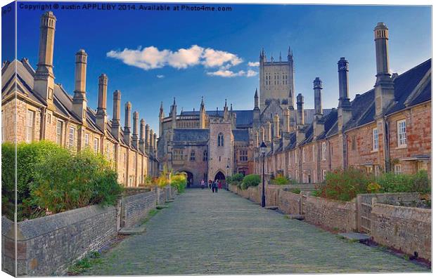  Vicars' Close and Wells Cathedral Somerset Canvas Print by austin APPLEBY
