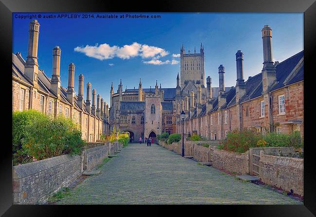  Vicars' Close and Wells Cathedral Somerset Framed Print by austin APPLEBY