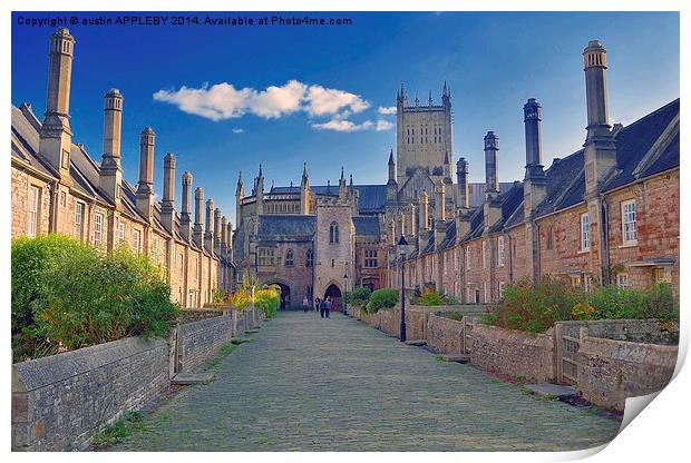  Vicars' Close and Wells Cathedral Somerset Print by austin APPLEBY