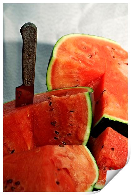  Still life with a watermelon 1 Print by Jose Manuel Espigares Garc