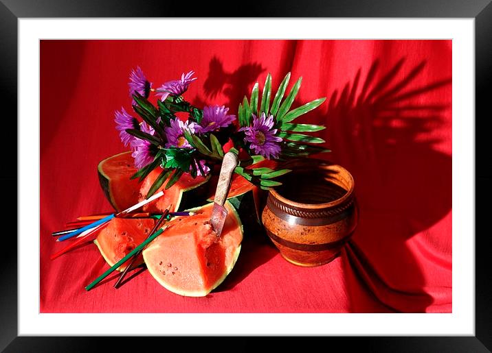  Water melon a flowers Framed Mounted Print by Jose Manuel Espigares Garc