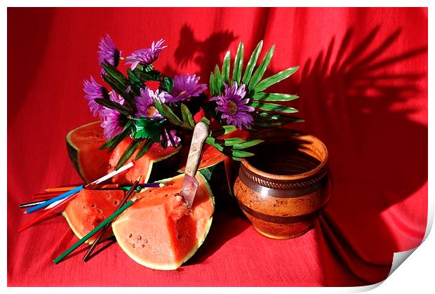  Water melon a flowers Print by Jose Manuel Espigares Garc