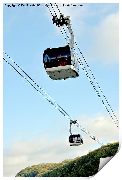  Cable cars to cross the Rhine at Koblenz Print by Frank Irwin
