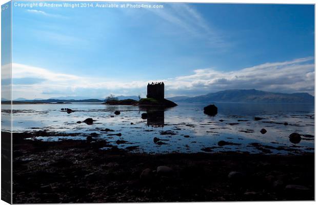  Castle Stalker and Loch Laich Canvas Print by Andrew Wright