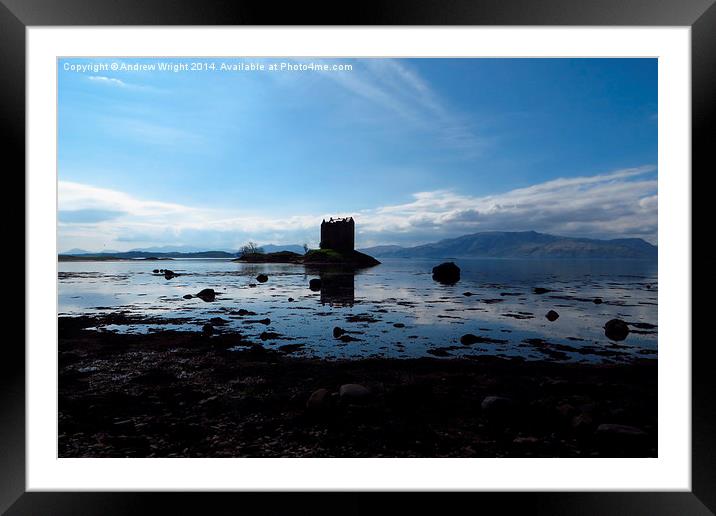  Castle Stalker and Loch Laich Framed Mounted Print by Andrew Wright