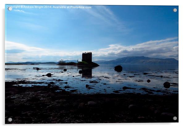  Castle Stalker and Loch Laich Acrylic by Andrew Wright