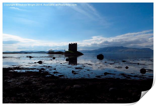  Castle Stalker and Loch Laich Print by Andrew Wright