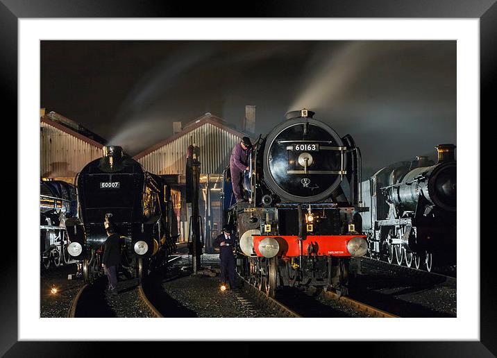 Steam locomotives receive attention on shed at ni Framed Mounted Print by Ian Duffield