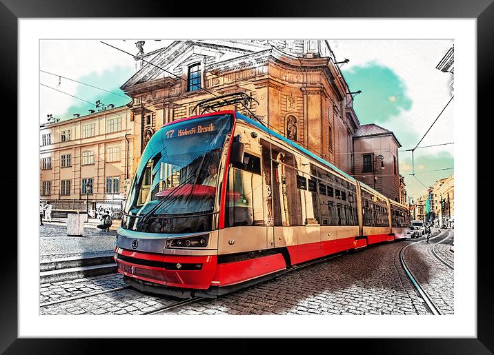  The Tram of Wishes. Prague Framed Mounted Print by Jenny Rainbow
