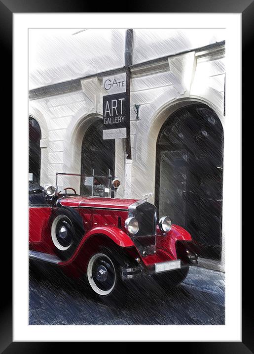  Red Vintage Car  Framed Mounted Print by Jenny Rainbow