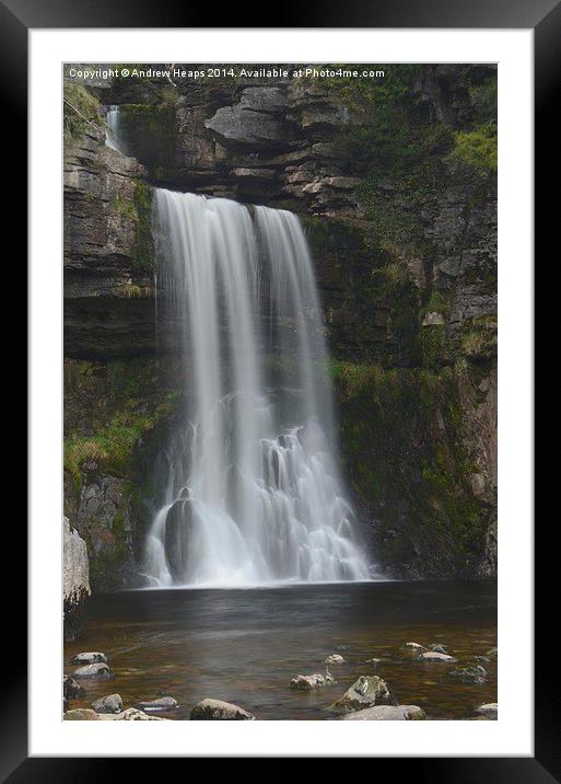 Waterfall at Ingleton Thornton Force Framed Mounted Print by Andrew Heaps