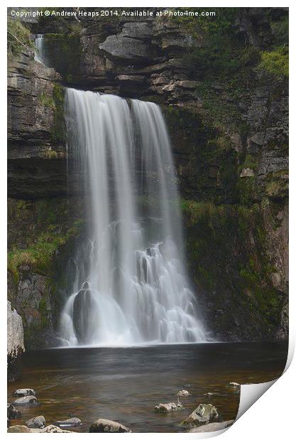 Waterfall at Ingleton Thornton Force Print by Andrew Heaps