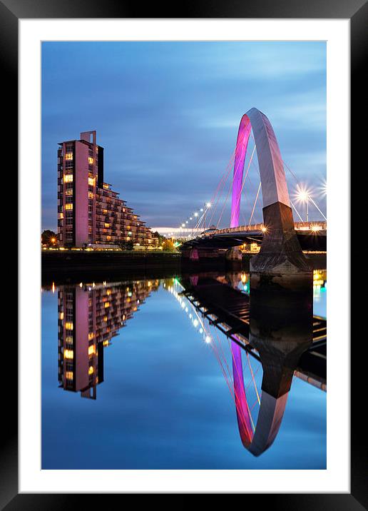 Glasgow Clyde Arc Bridge Reflections Framed Mounted Print by Maria Gaellman