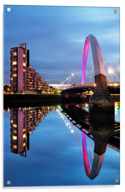 Glasgow Clyde Arc Bridge Reflections Acrylic by Maria Gaellman