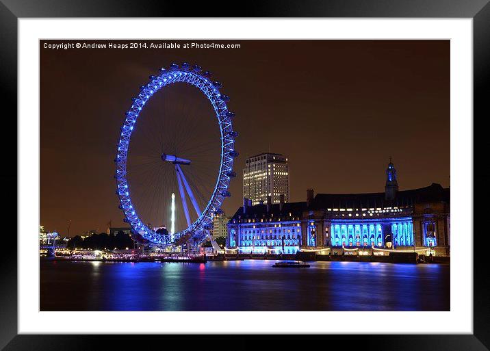  London Eye in London Framed Mounted Print by Andrew Heaps