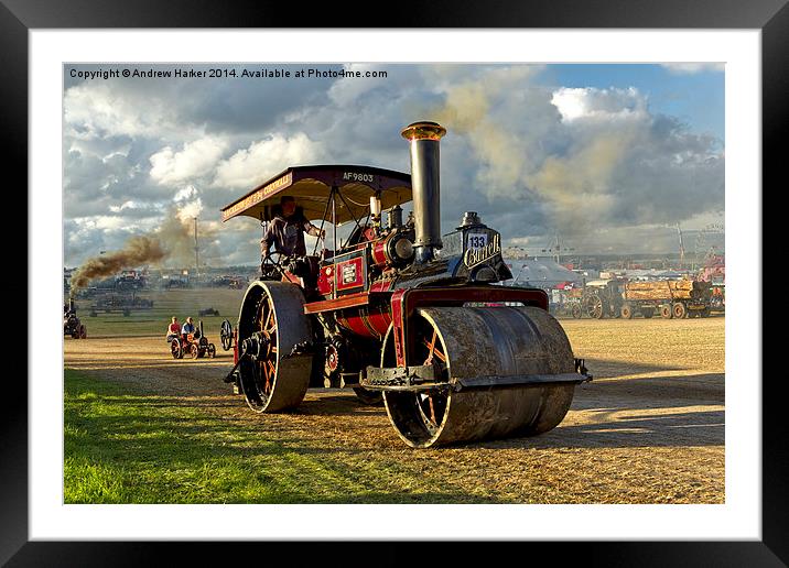 Burrell 5nhp 10-ton Steam Roller No. 3991 Framed Mounted Print by Andrew Harker