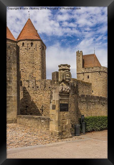 Narbonnaise Gate Carcassonne   Framed Print by colin chalkley